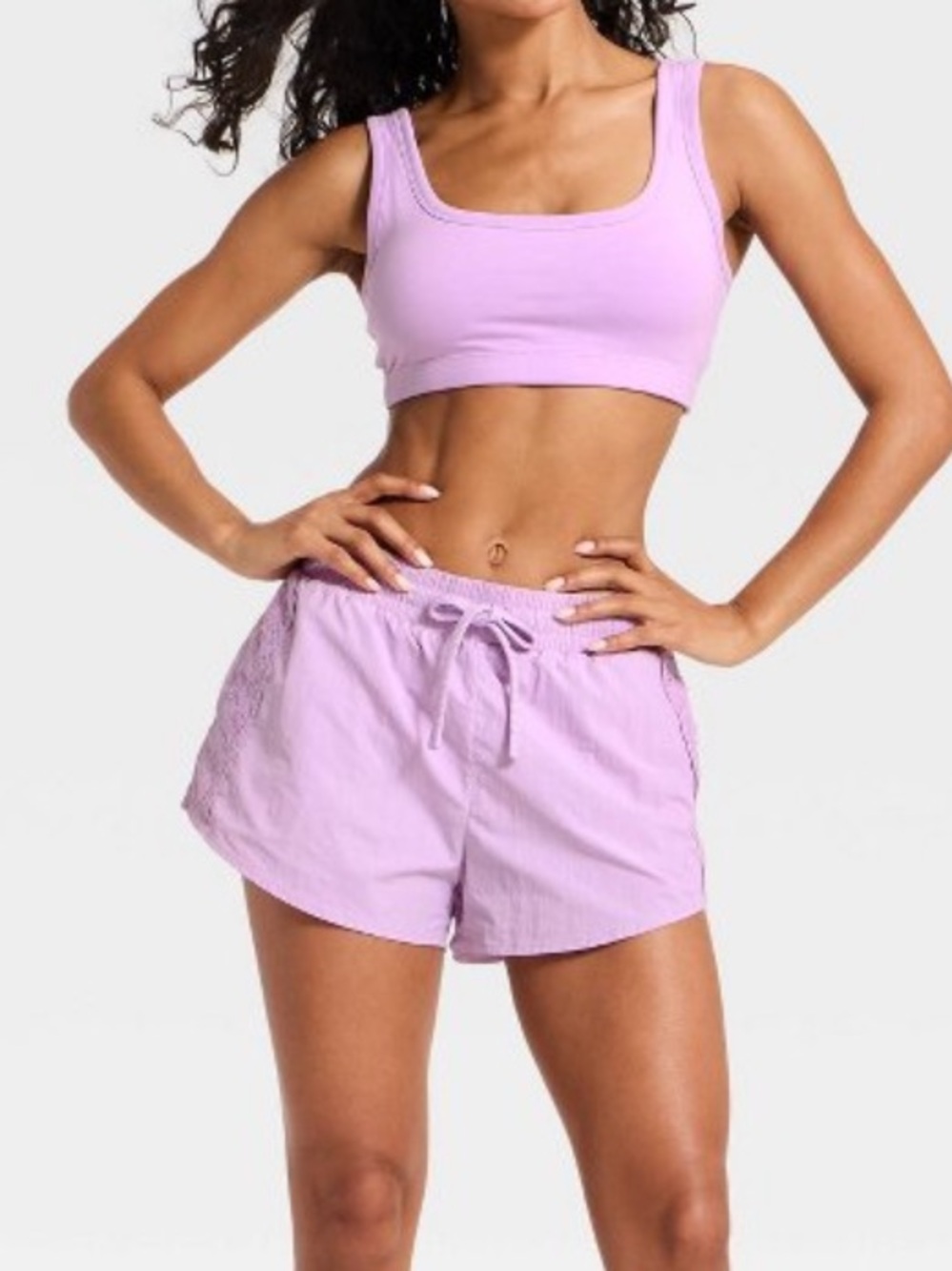 Joylab crochet trim woven shorts purple NWT b